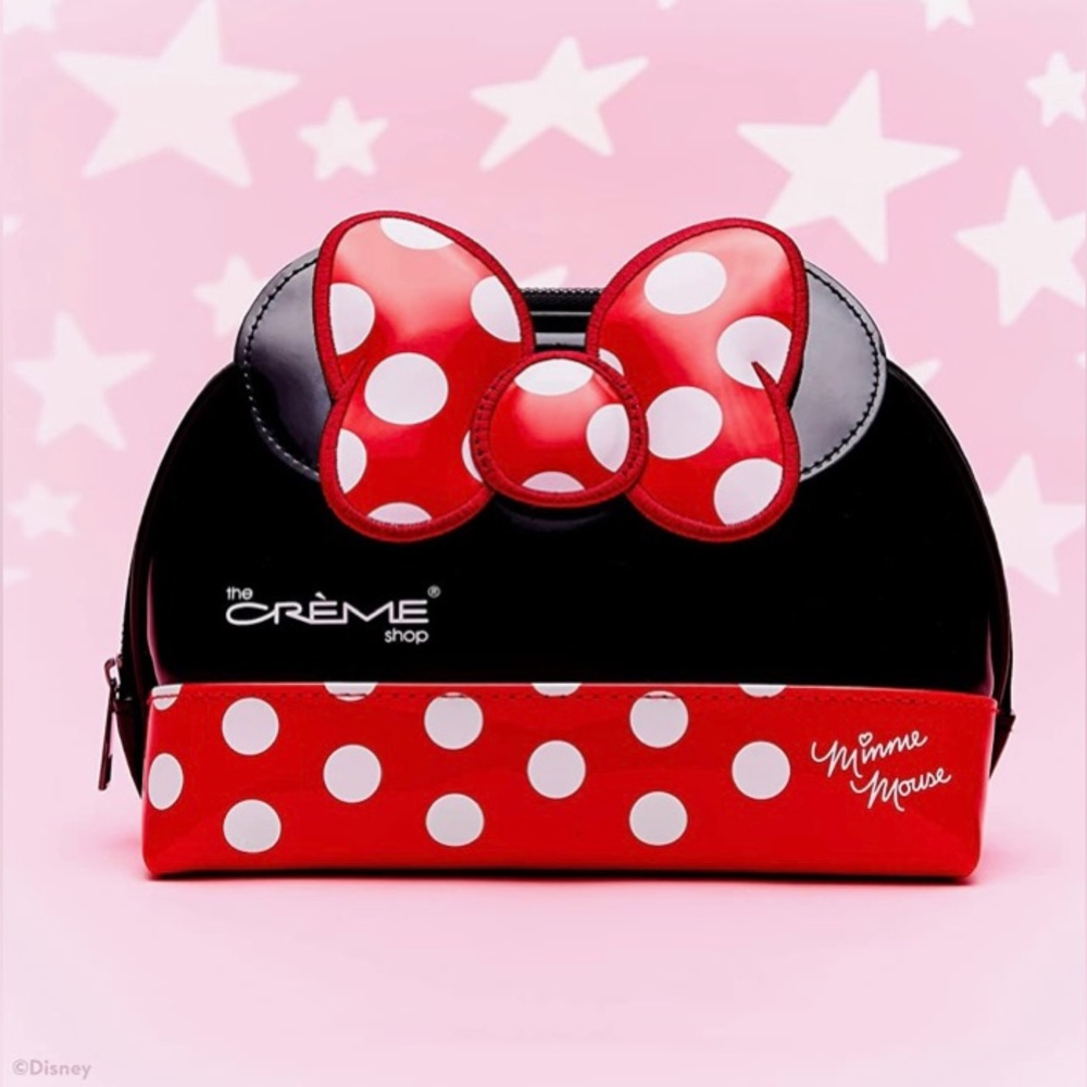 Disney X The Creme Shop Minnie Mouse Dome Bow Vinyl Makeup Bag
